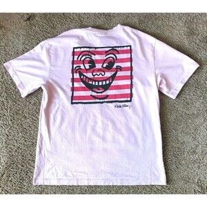 Keith Haring T-Shirt Men's Small Pink Short Sleeve